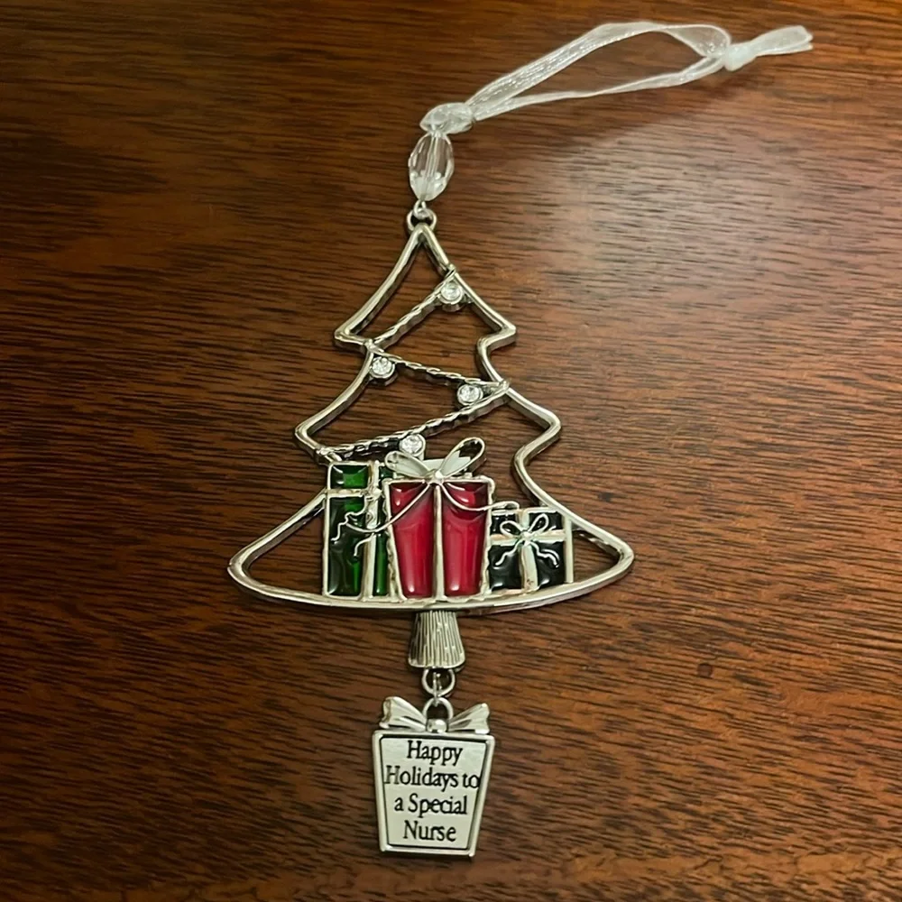 Hallmark Ganz Stained Glass Look Tree HAPPY HOLIDAYS TO A SPECIAL NURSE Ornament